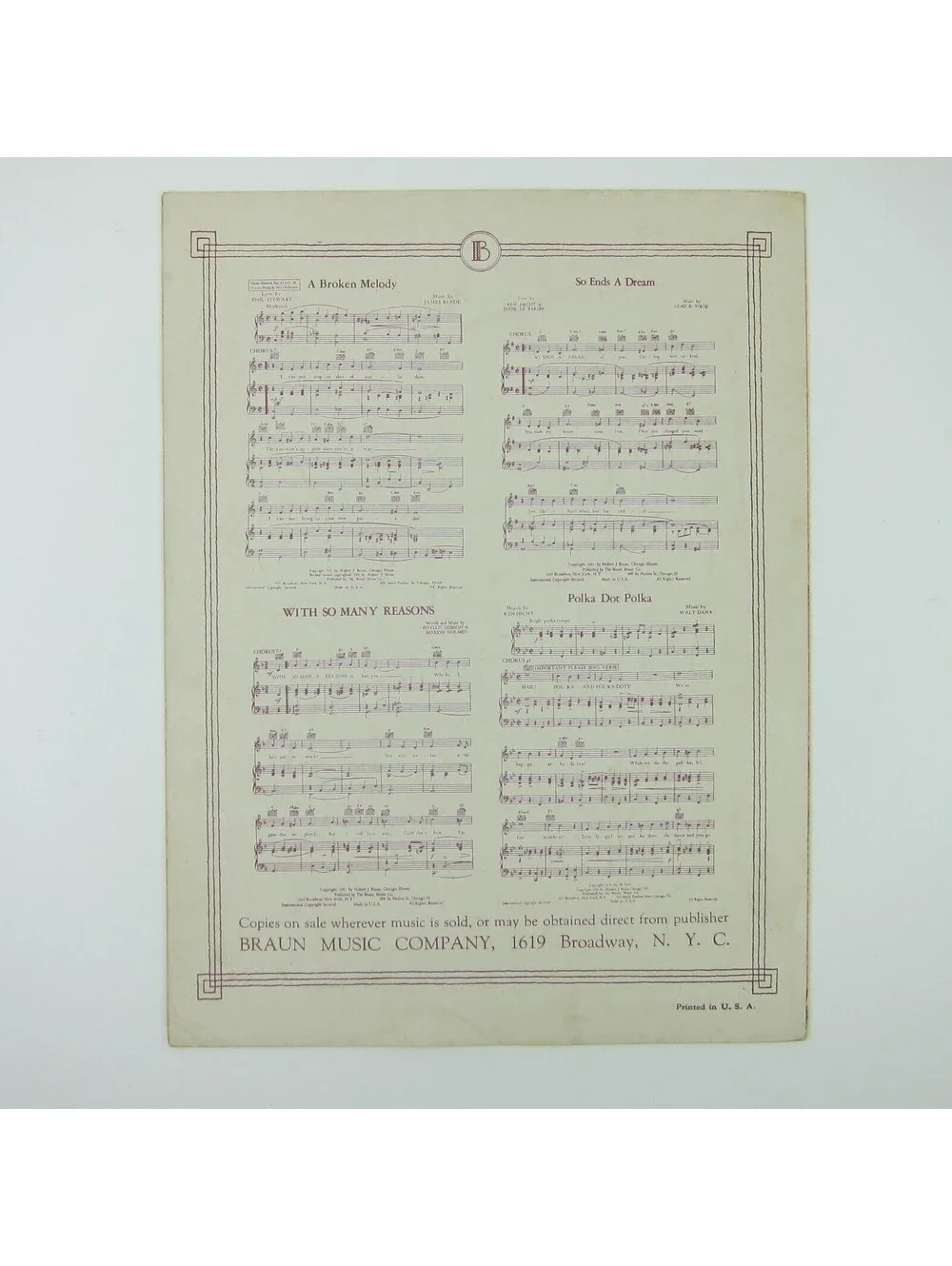Sheet Music The Shrine of St Cecilia Carroll Loveday & Jokern Vintage 1940